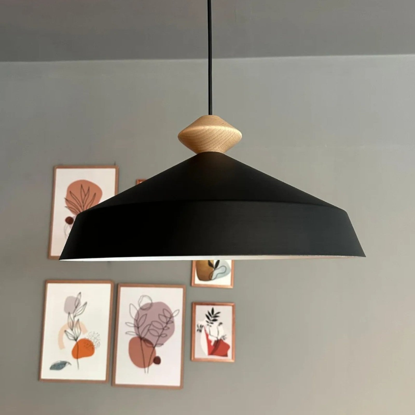 Lema Pendelleuchte Holz Ø35.5 cm, Hängelampe Industrial Vintage